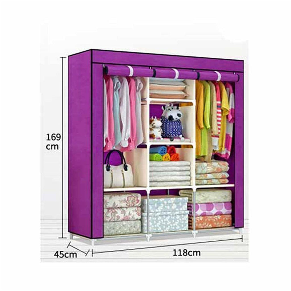 Portable Steel Metallic Wardrobe | Large Fabric Clothes Cabinet - LIFE STORES UGANDA