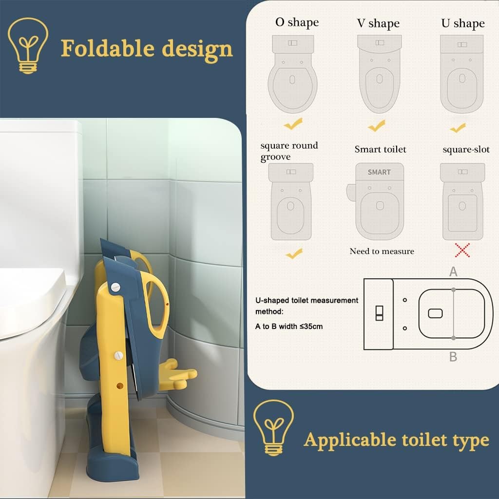 Baby Potty Training Set with Adjustable Step Stool Ladder & Handles | Portable Travel Toilet Seat for Kids | Non-Slip Safety Design