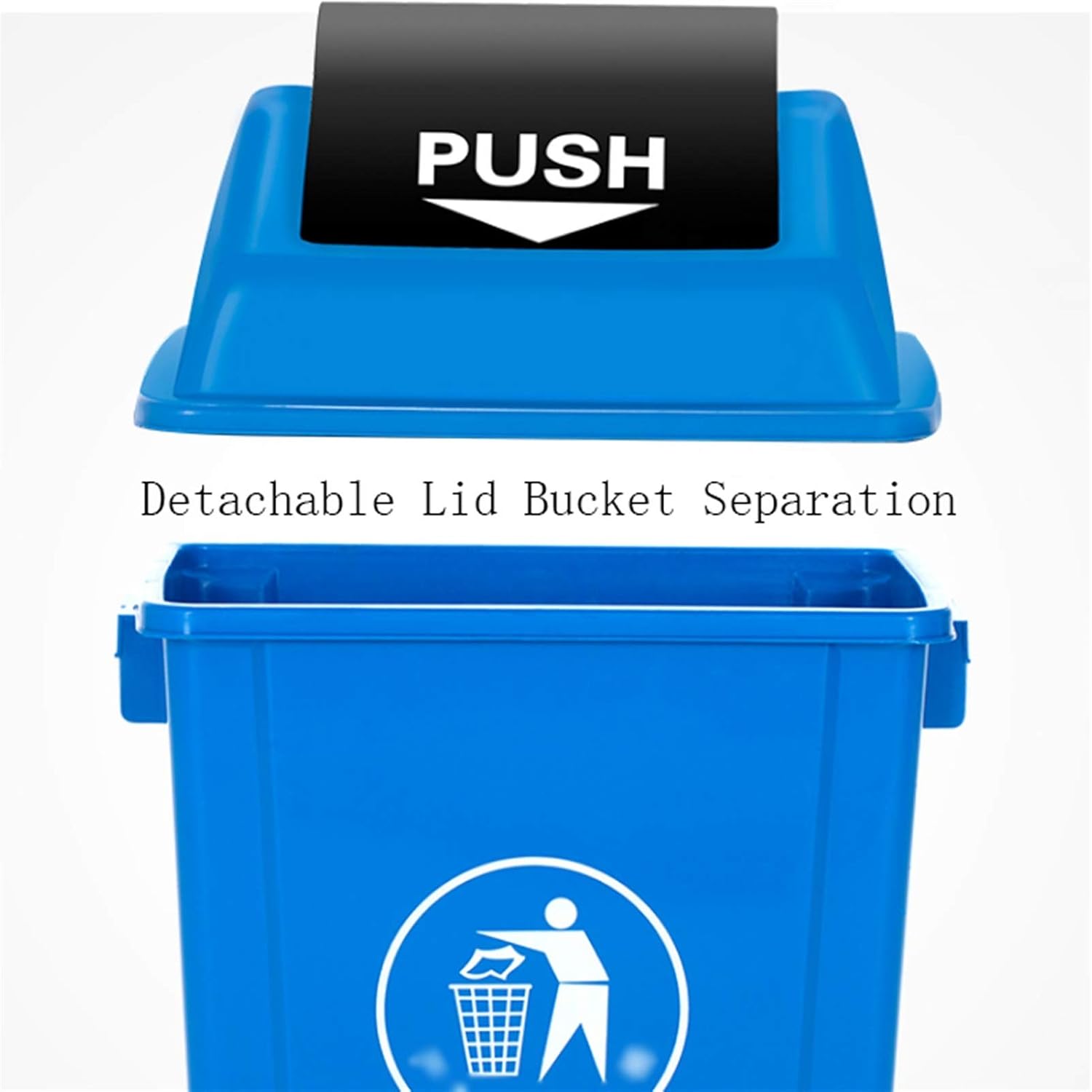20L Push-to-Open Trash Bin – Large Plastic Garbage Can, Rocking Lid, PP Material, Home & Office Use