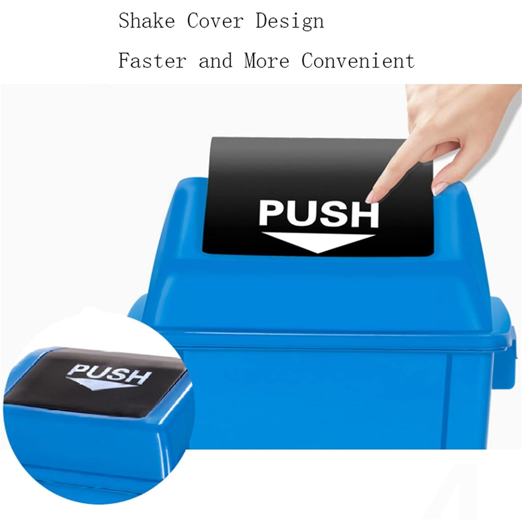 20L Push-to-Open Trash Bin – Large Plastic Garbage Can, Rocking Lid, PP Material, Home & Office Use