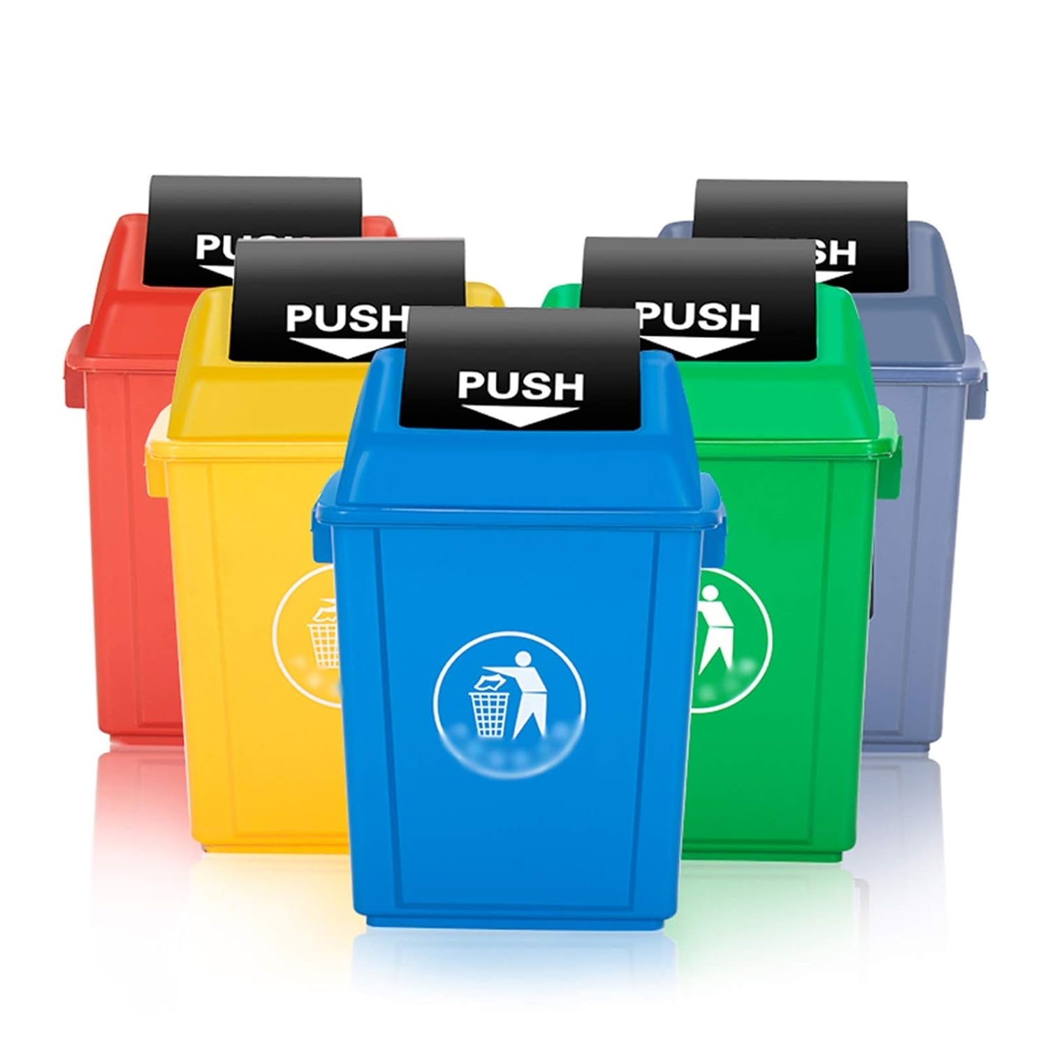 20L Push-to-Open Trash Bin – Large Plastic Garbage Can, Rocking Lid, PP Material, Home & Office Use