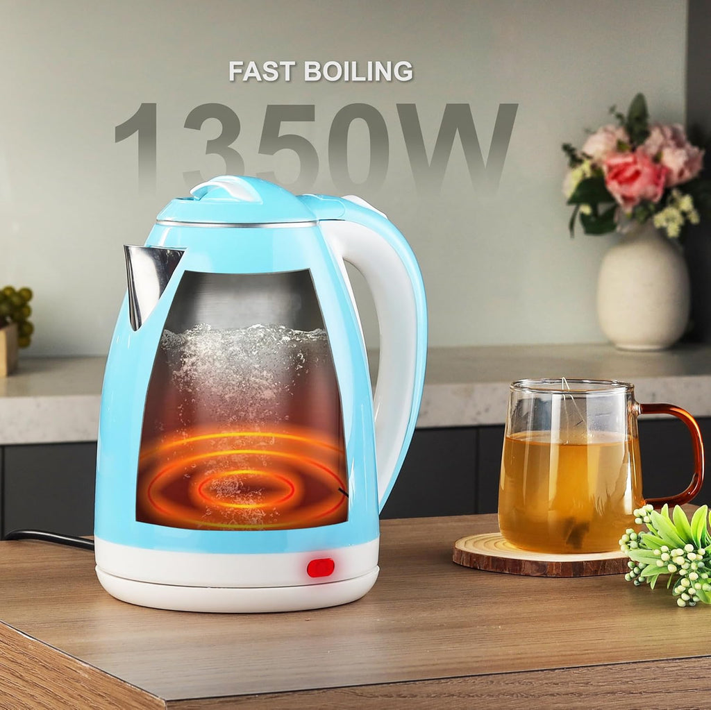 Quick Boil Pluto Kettle 1.5L – Stainless Steel, plastic surface-Electric Kettle with Auto Shut-Off & Dry Protection