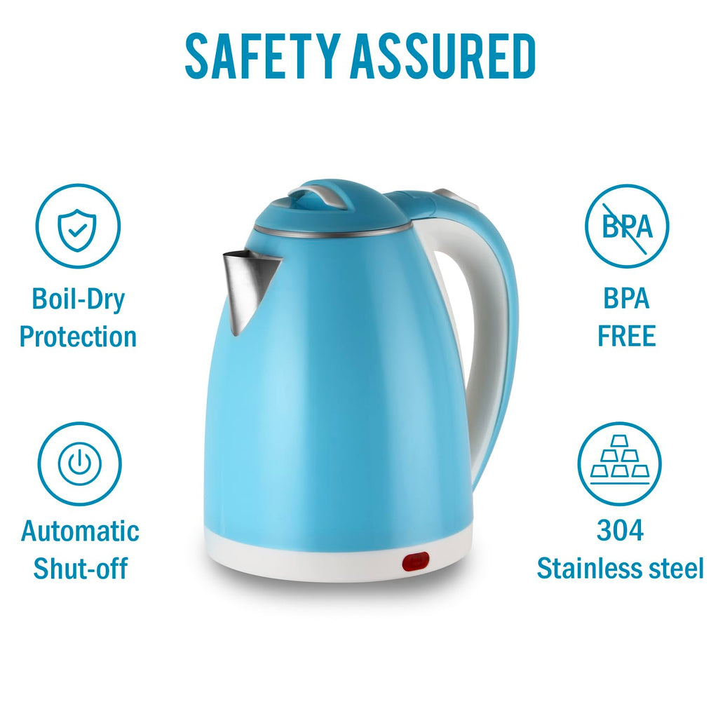Quick Boil Pluto Kettle 1.5L – Stainless Steel, plastic surface-Electric Kettle with Auto Shut-Off & Dry Protection