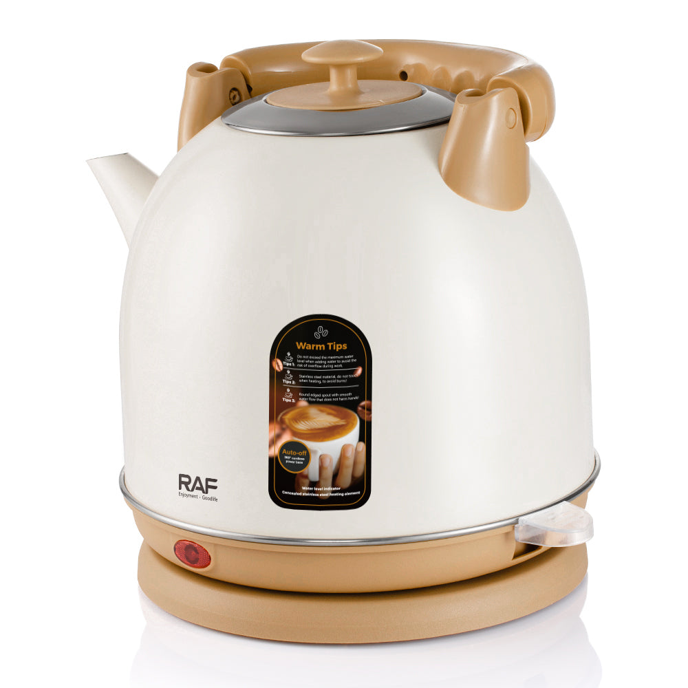 RAF 4L Electric Kettle – 1500W Rapid Boil, Stainless Steel, Auto Shut-Off & Cordless Design