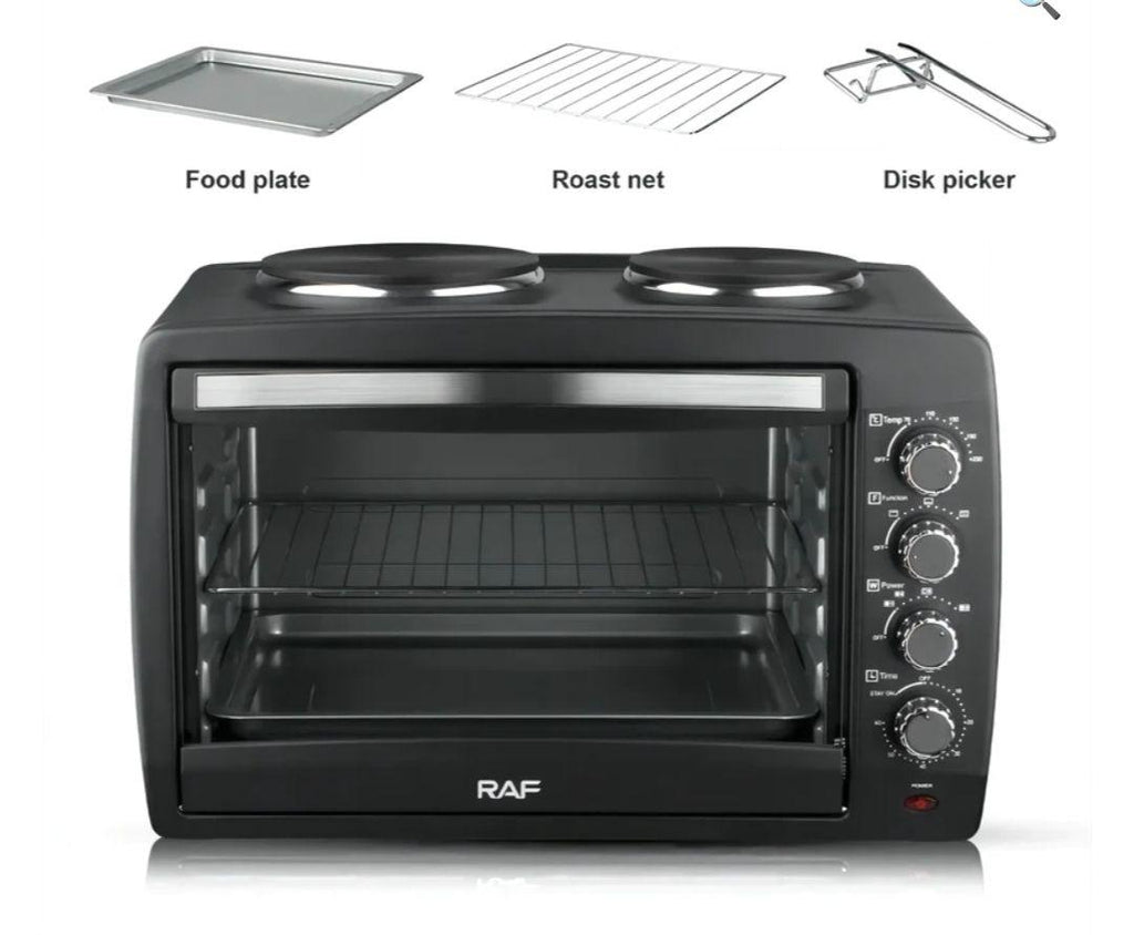 RAF 55L Electric Oven with 2 Hotplates | Multi-Stage Cooking, Rotisserie & Convection – Model R.5317 - LIFE STORES UGANDA