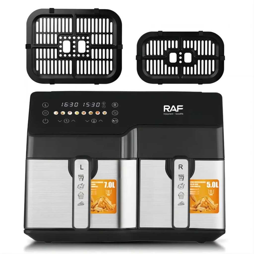 RAF R.5342 Digital Air Fryer | 12L Dual-Basket, 2500W Power, Oil-Free Cooking - LIFE STORES UGANDA