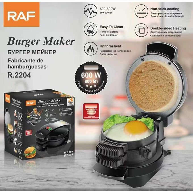 RAF R.2204 Burger Maker & Breakfast Sandwich Press – 600W Non-Stick Electric Grill