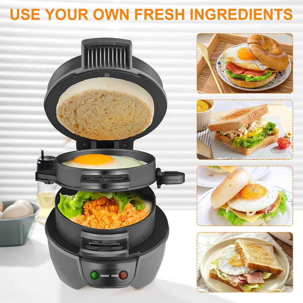RAF R.2204 Burger Maker & Breakfast Sandwich Press – 600W Non-Stick Electric Grill