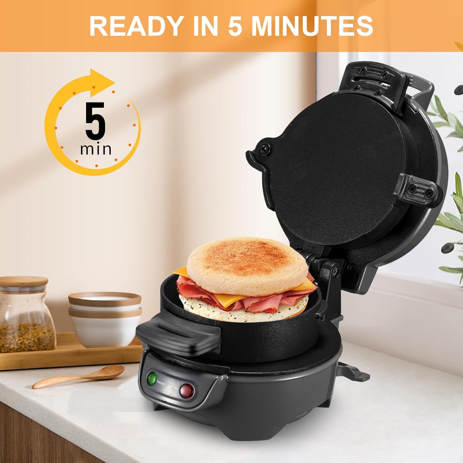 RAF R.2204 Burger Maker & Breakfast Sandwich Press – 600W Non-Stick Electric Grill