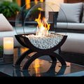 Round Glass Tabletop Fireplace – Elegant Ambience, Indoors & Out
