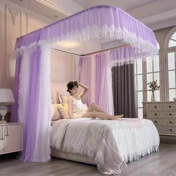 Premium Rail Mosquito Net with Double Bed Net Design - Strong Metal Stands with Forward/Back Motion for Effortless Use