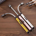 Rechargeable USB-C Electric Arc Lighter – Windproof Flameless Plasma Lighter with 360° Flexible Neck & LED Display (Gold)