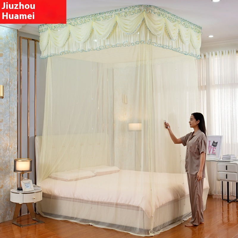 Princess Wind Double Queen Size Ceiling Mosquito Net - 1.8m/2m Foldable Stainless Steel Lift System with Cotton Polyester Blend