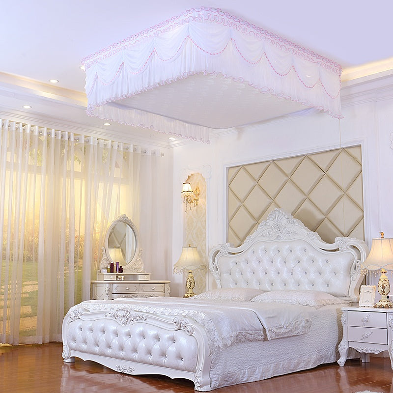Princess Wind Double Queen Size Ceiling Mosquito Net - 1.8m/2m Foldable Stainless Steel Lift System with Cotton Polyester Blend