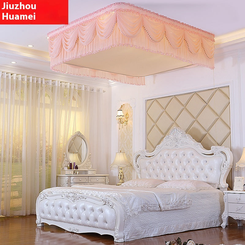 Princess Wind Double Queen Size Ceiling Mosquito Net - 1.8m/2m Foldable Stainless Steel Lift System with Cotton Polyester Blend
