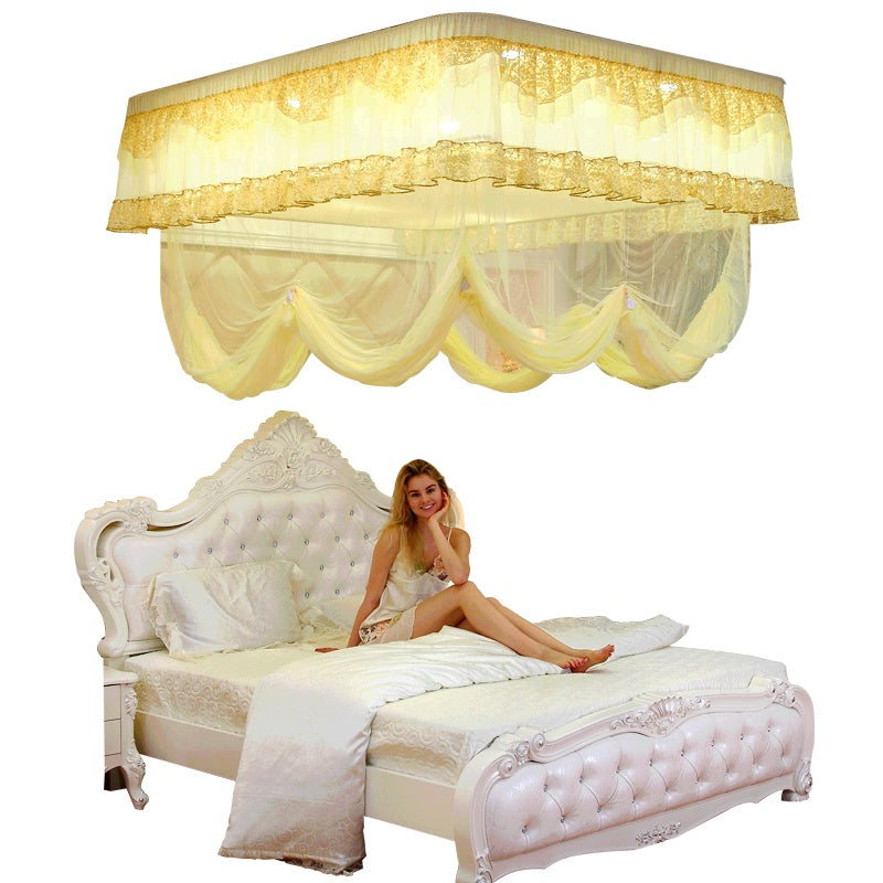 Princess Wind Double Queen Size Ceiling Mosquito Net - 1.8m/2m Foldable Stainless Steel Lift System with Cotton Polyester Blend