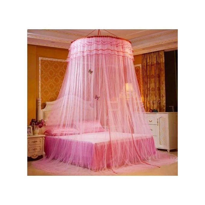 Round Hanging Mosquito Net - Fits 4x6 to 6x6 Beds, 60cm Ring with Fine Mesh, Easy Hanging Design for Bedroom