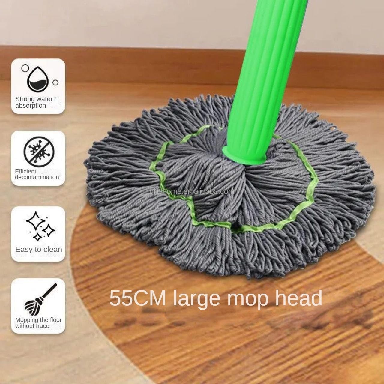 Self-Squeezing Microfiber Twist Mop – 360° Rotating, Hands-Free Floor Cleaner