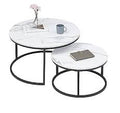 Set of 2 Round Coffee Tables – Modern, Stackable &amp; Space-Saving (White + Black)