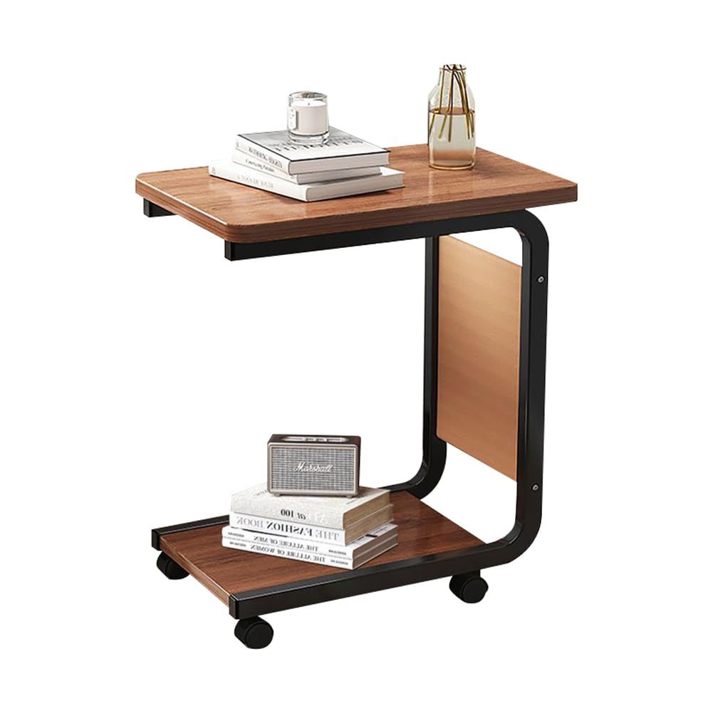 C-Shaped Bedside Table – Mobile, Space-Saving Night Stand with Storage Pocket