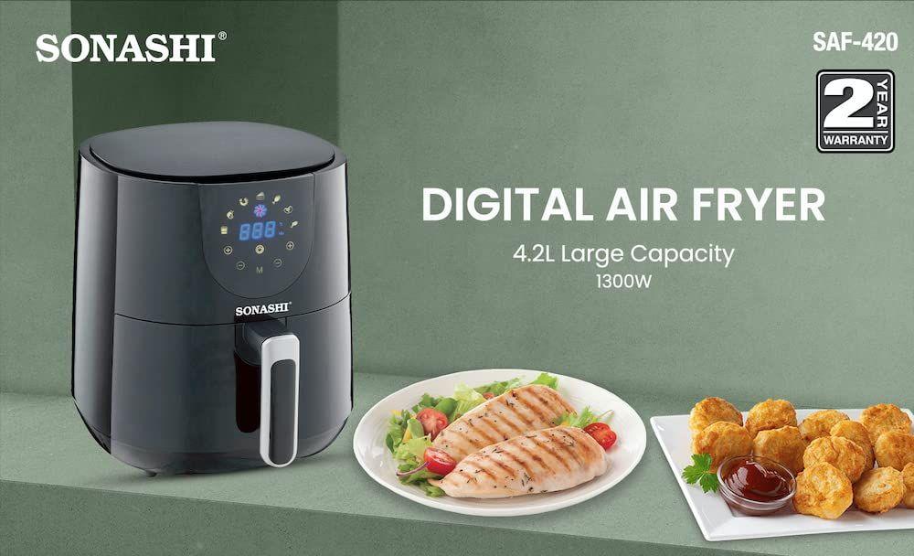 SONASHI SAF-420 Digital Air Fryer – Smart, Healthy & Efficient Cooking - LIFE STORES UGANDA