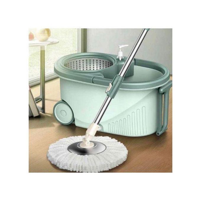 Spin & Go Mop Set – Easy Cleaning with 360° Mop Head, Wheeled Bucket & Drain Nozzle
