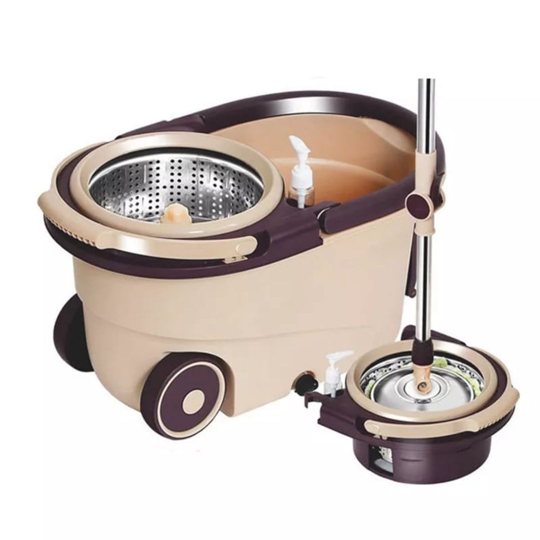 Spin & Go Mop Set – Easy Cleaning with 360° Mop Head, Wheeled Bucket & Drain Nozzle