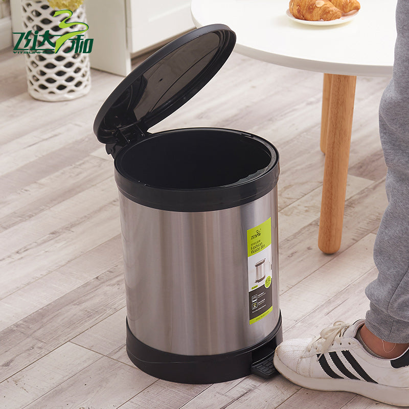 8L Stainless Steel Trash Can – Kitchen & Bathroom Waste Bin, Pedal Operation