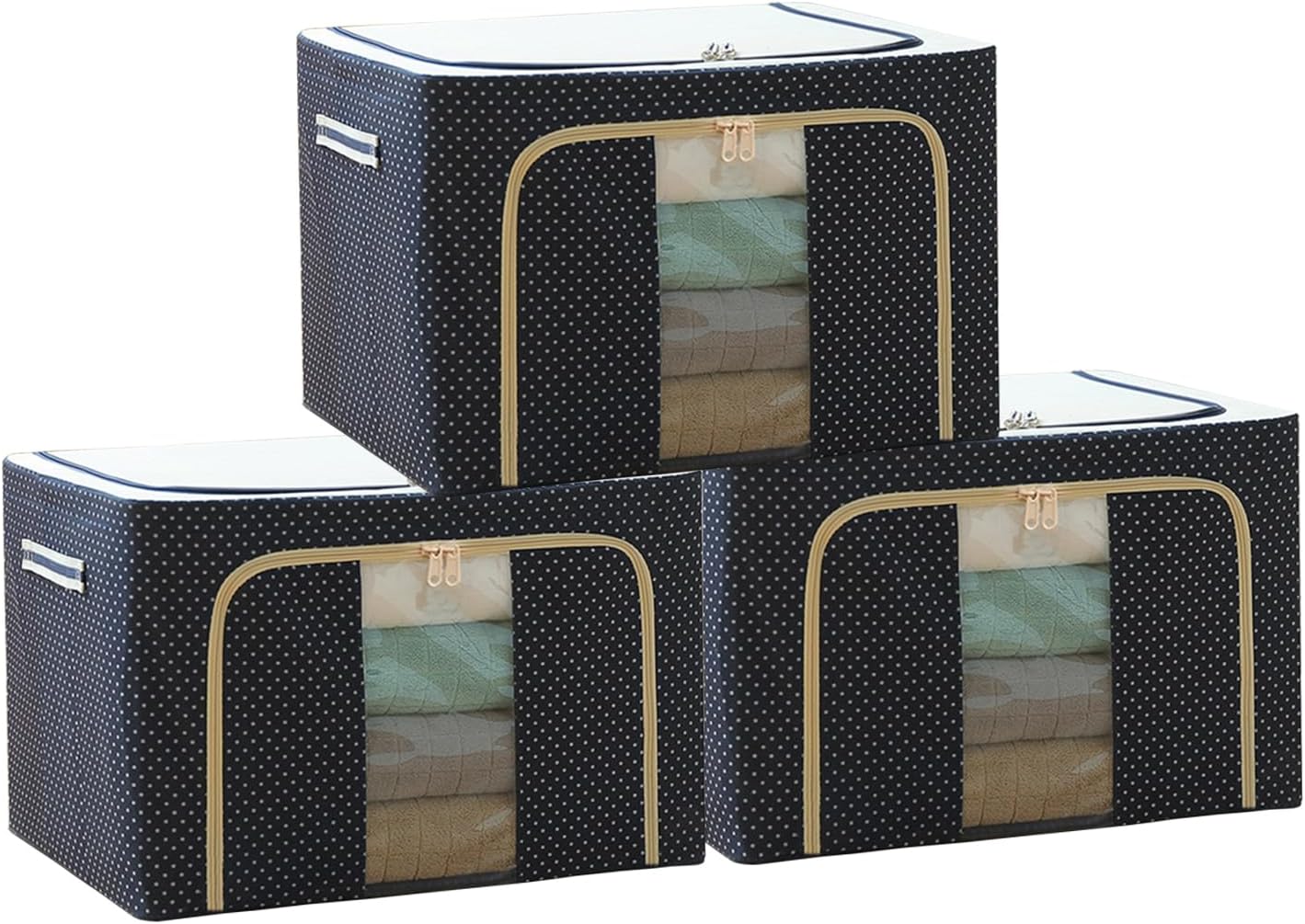 Steel Frame Oxford Cloth Storage Box – 100L Large Capacity, Foldable & Dustproof Organizer for Clothes, Blankets, Quilts