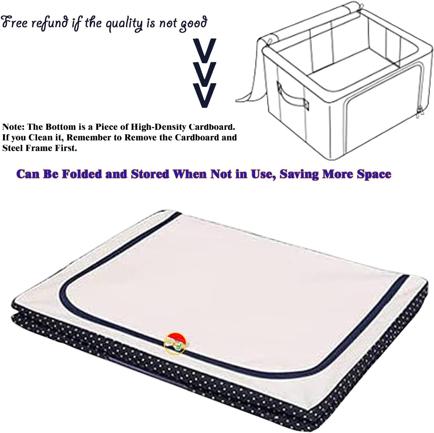 Steel Frame Oxford Cloth Storage Box – 100L Large Capacity, Foldable & Dustproof Organizer for Clothes, Blankets, Quilts