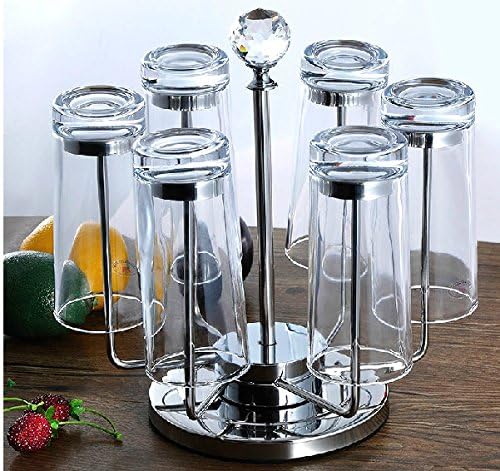 Stainless Steel Rotating Cup Holder – 360° Spinning 6-Cup Organizer for Mugs, Glasses & Bottles (Food-Grade 304 Steel)