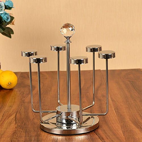 Stainless Steel Rotating Cup Holder – 360° Spinning 6-Cup Organizer for Mugs, Glasses & Bottles (Food-Grade 304 Steel)