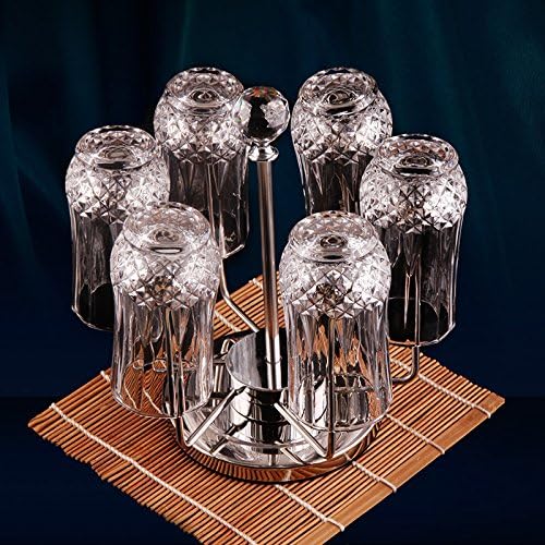 Stainless Steel Rotating Cup Holder – 360° Spinning 6-Cup Organizer for Mugs, Glasses & Bottles (Food-Grade 304 Steel)
