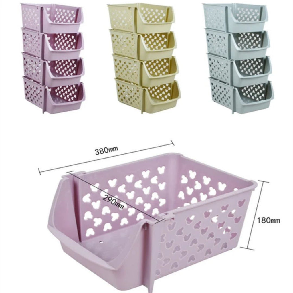 4-Tier Rolling Storage Cart – Sturdy Steel, Smooth-Rolling Wheels, Stackable Baskets, Multi-Room Use