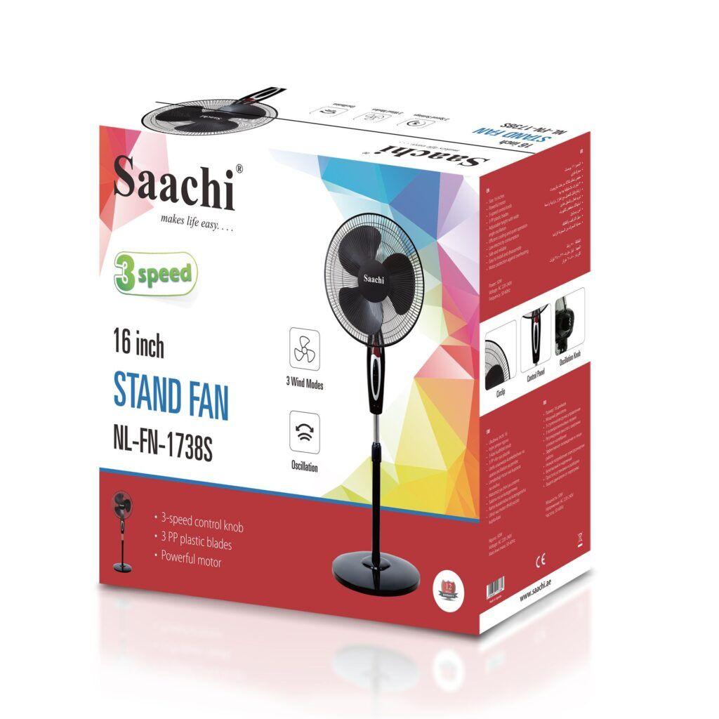 Saachi 16-Inch Stand Fan (NL-FN-1738S) – Powerful Cooling & Adjustable Height - LIFE STORES UGANDA