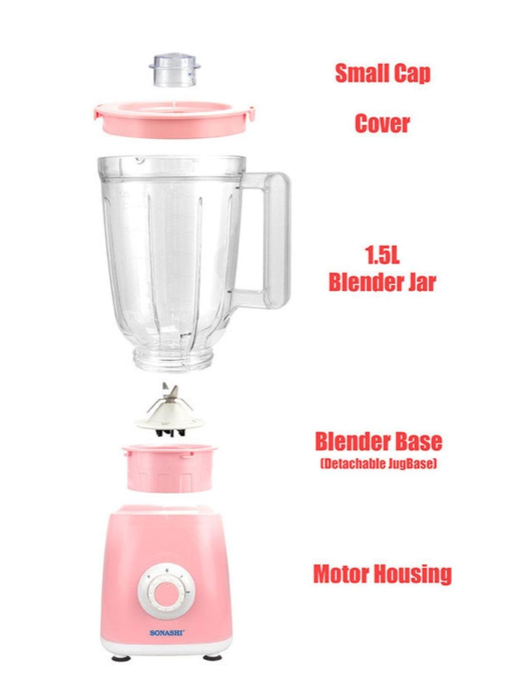 Sonashi 2-in-1 Blender SB-153N1 | 300W Motor, 1.5L & 0.5L Jars, Stainless Steel Blades & Spice Grinder - LIFE STORES UGANDA