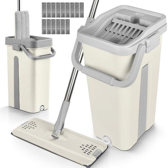 Self-Cleaning Flat Mop & Bucket Set – 360° Rotating, Telescopic, Eco-Friendly Floor Cleaner