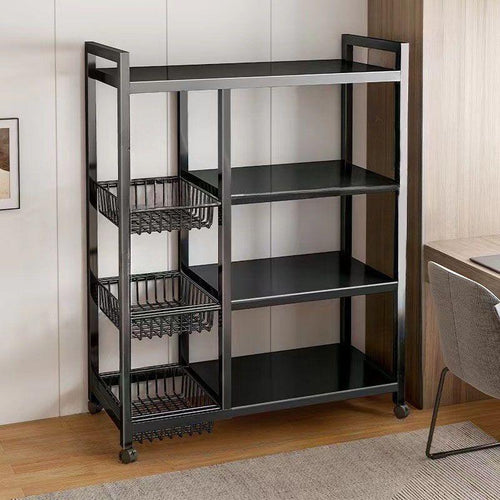 4-Tier Heavy-Duty Metal Storage Rack with Mesh Baskets & Universal Wheels – Multipurpose Organizer for Home & Office - LIFE STORES UGANDA