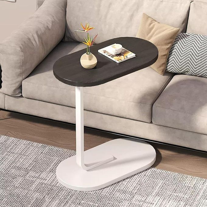 Oval C-Shape Side Table | Space-Saving Mini Nightstand for Bed, Sofa & Balcony
