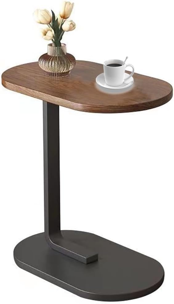 Oval C-Shape Side Table | Space-Saving Mini Nightstand for Bed, Sofa & Balcony