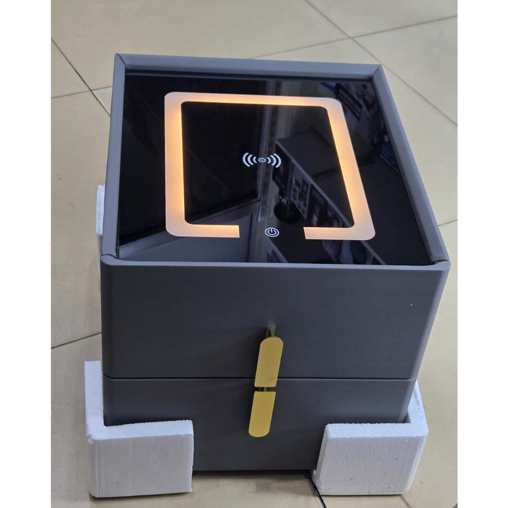 Smart Bedside Table with Wireless Charging, Fingerprint Lock, Bluetooth Speaker & LED Lights