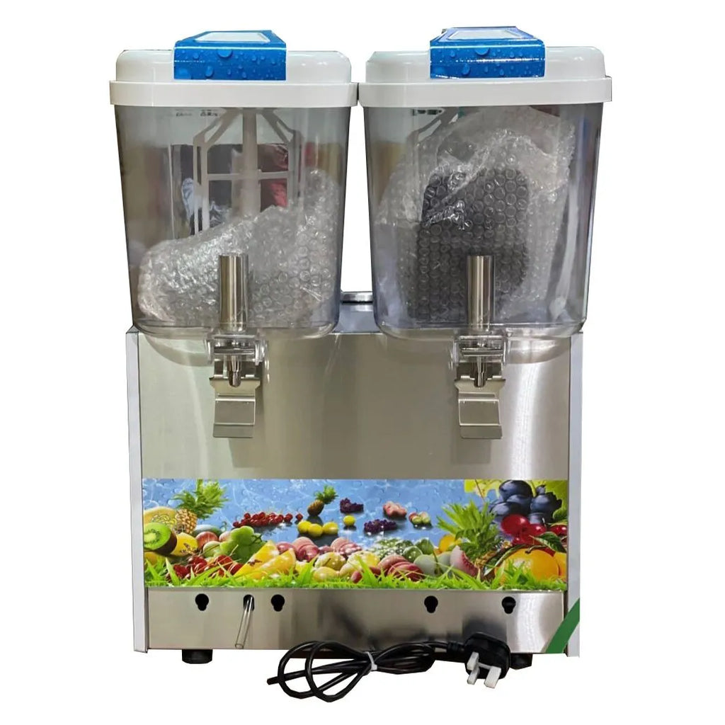 Commercial Electric Double Tank Juice Dispenser with 2 Taps 18L