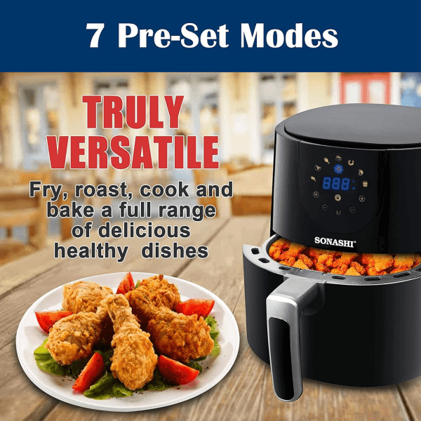 Sonashi 4.2L Digital Air Fryer 1300W SAF-420 Black | Healthier Frying, Crispy Results - LIFE STORES UGANDA