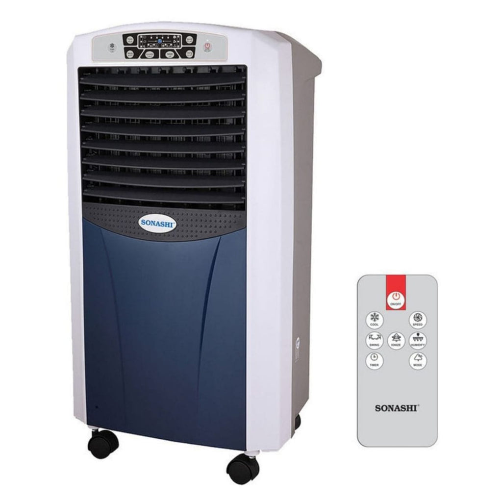 Sonashi SAC-204 Portable Air Cooler – 7L Water Tank, 2 Ice Boxes, 3 Speeds, Remote & Timer, Honeycomb Filter
