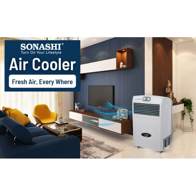 Sonashi 15L Air Cooler SAC-203 – Portable Air Cooler, Honeycomb Cooling, 3 Speed, Ice Chamber, White