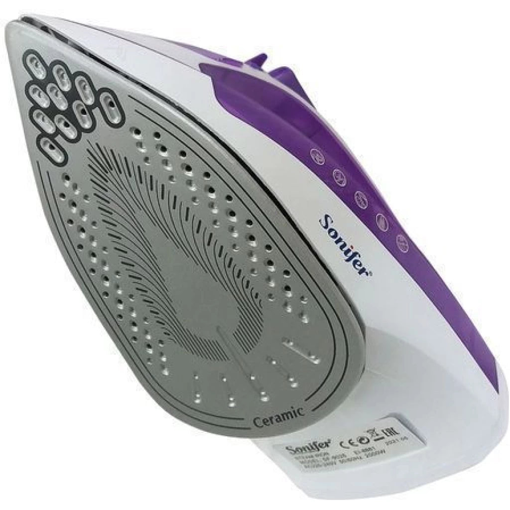 Sonifer Steam Iron – 2400W Fast Ironing, Ceramic Non-Stick Soleplate, 180g Steam Boost, Self-Clean