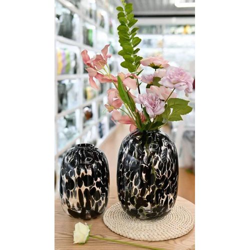 Speckled Glass Vase – Round Belly Tabletop Planter | Handmade Minimalist Decor for Home, Wedding & Office