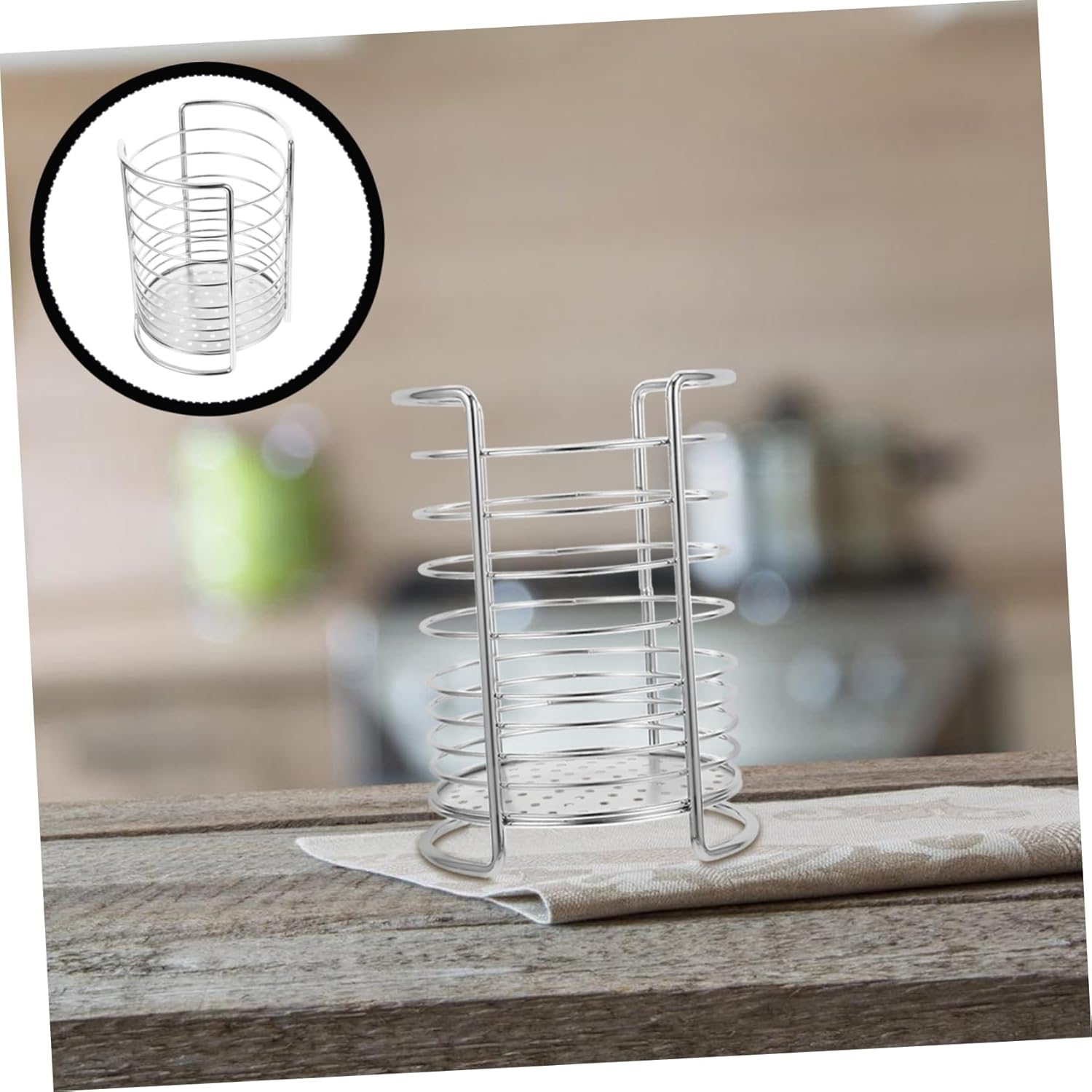 Stainless Steel Utensil Holder – Rust-Proof Kitchen Organizer with Space-Saving Design