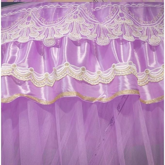 Super Round Luxurious Mosquito Net - Purple Elegant Canopy for 5x6, 6x6 & King Size Beds, Premium Durable Fabric