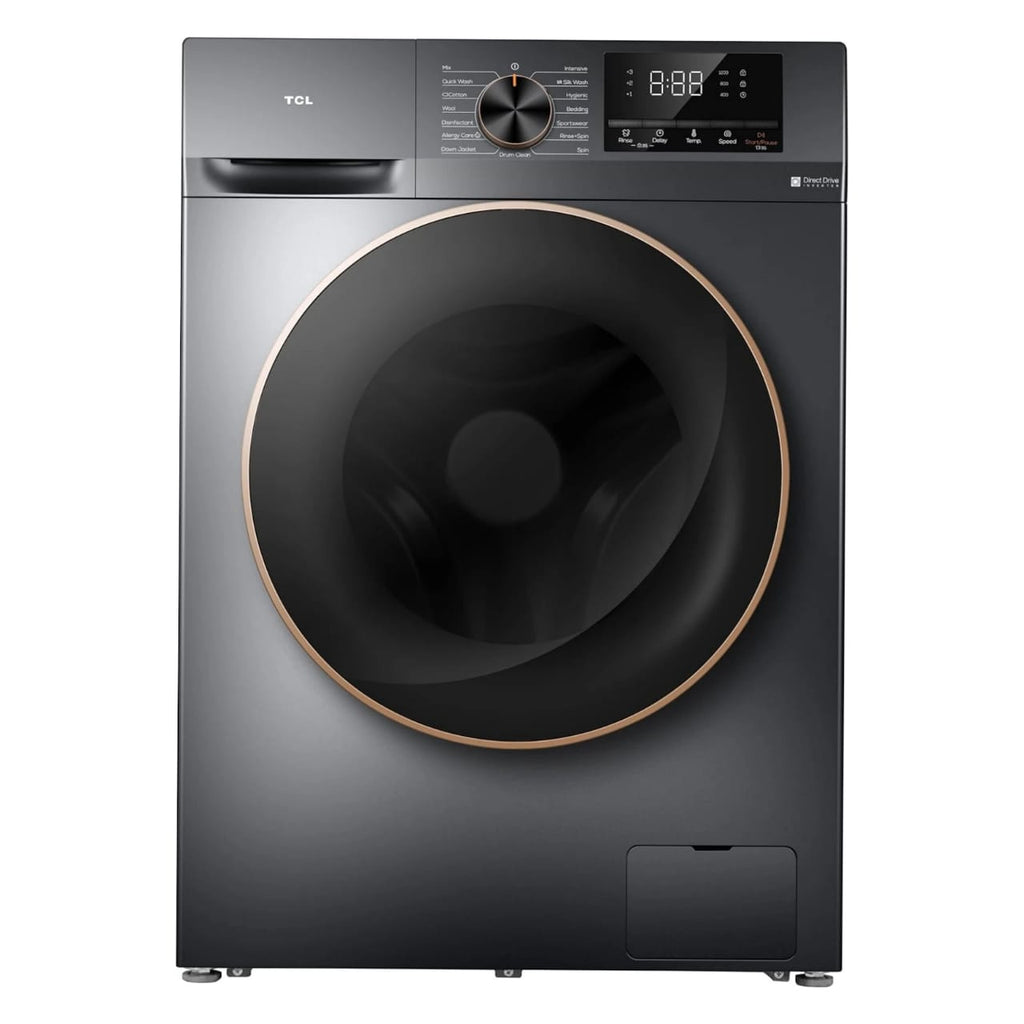 TCL 10kg Front Load Washing Machine P210FLG | 1200 RPM Direct Drive Inverter Motor | 15 Programs A+++ | Honeycomb Drum Steam Wash | Grey